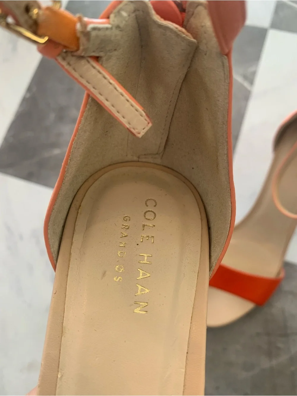 Cole Haan Coral Orange Ankle-Strap Heels